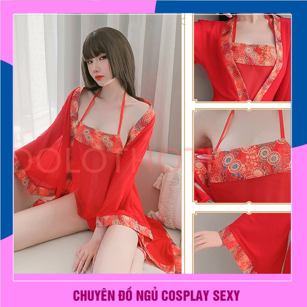 SET Đồ ngủ sexy cosplay cổ trang Trung Quốc váy ngực gợi cảm quyến rũ  - Tặng kèm quần chip G-string lọt khe siêu mê