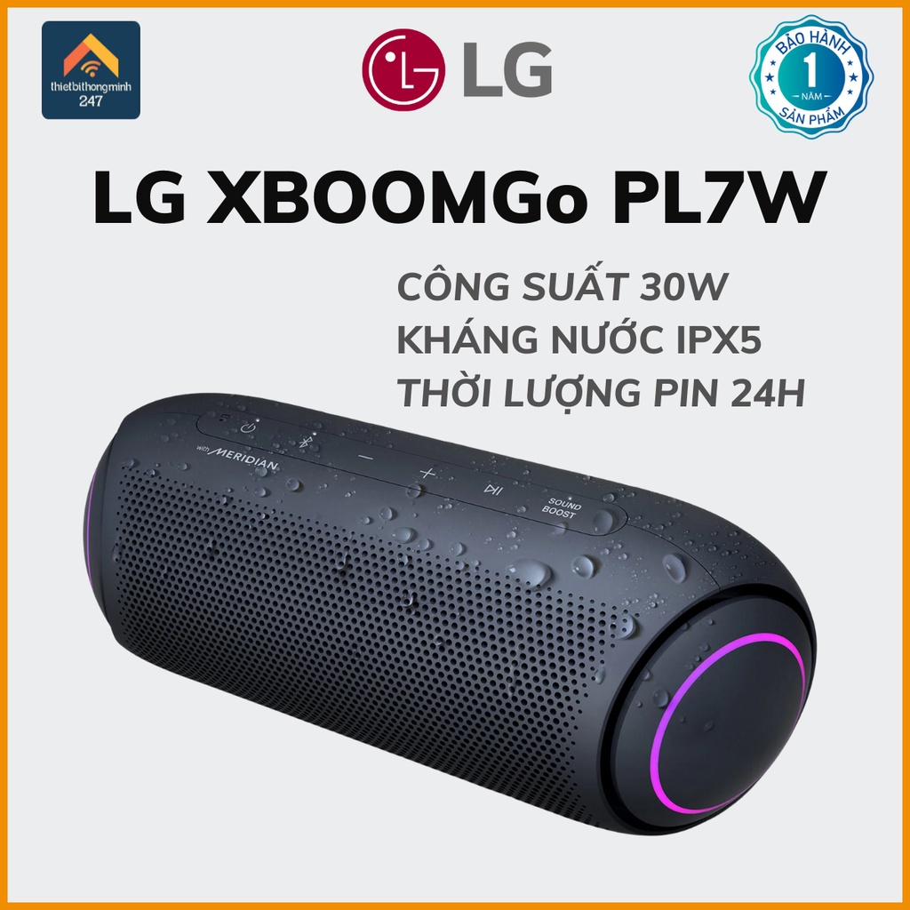 Loa nghe nhạc di động Bluetooth LG XBOOMGo PL7 đèn LED 30W  PL7.DVNMLLK