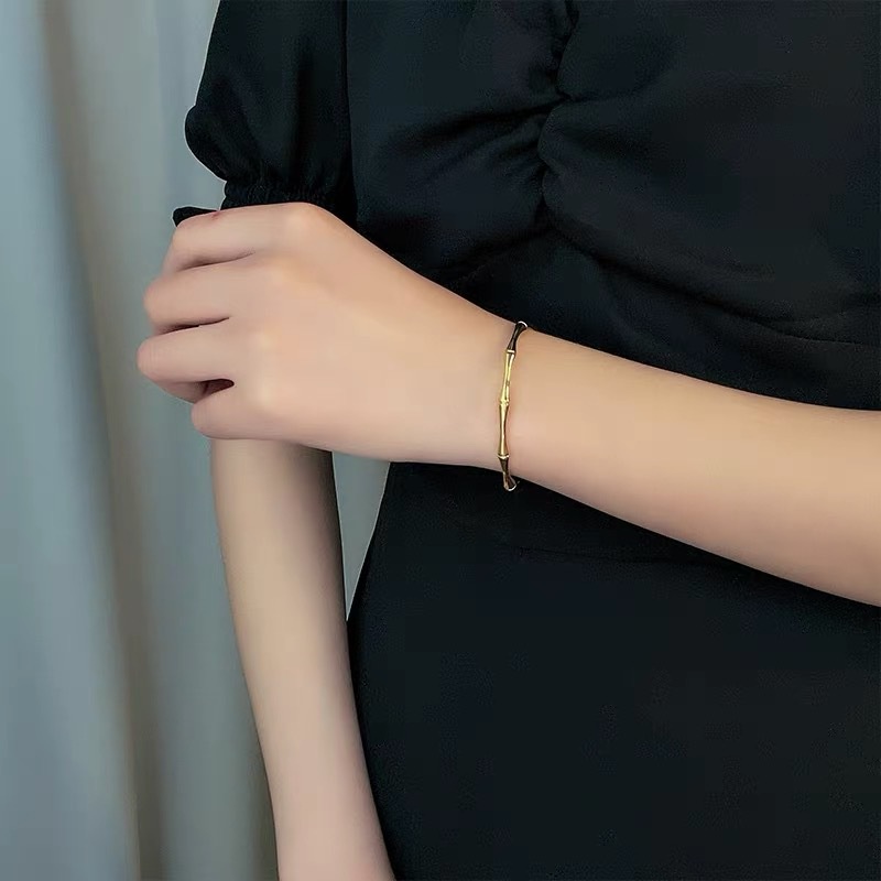 Vòng Tay Dạng Hở Mạ Vàng Tre Thời Trang Cho Nữ