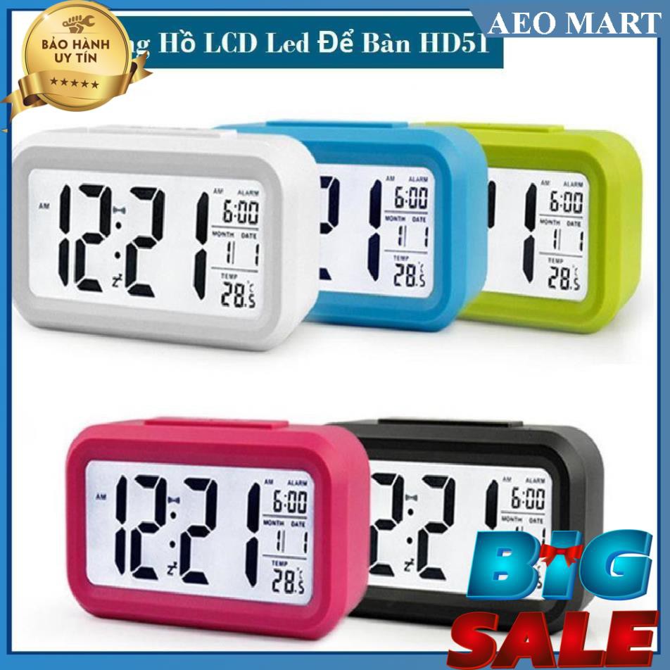Big sale -  Đồng Hồ LCD Led Để Bàn HD51 - HL1010 cao cấp - Tiện Lợi Ánh sáng êm dịu