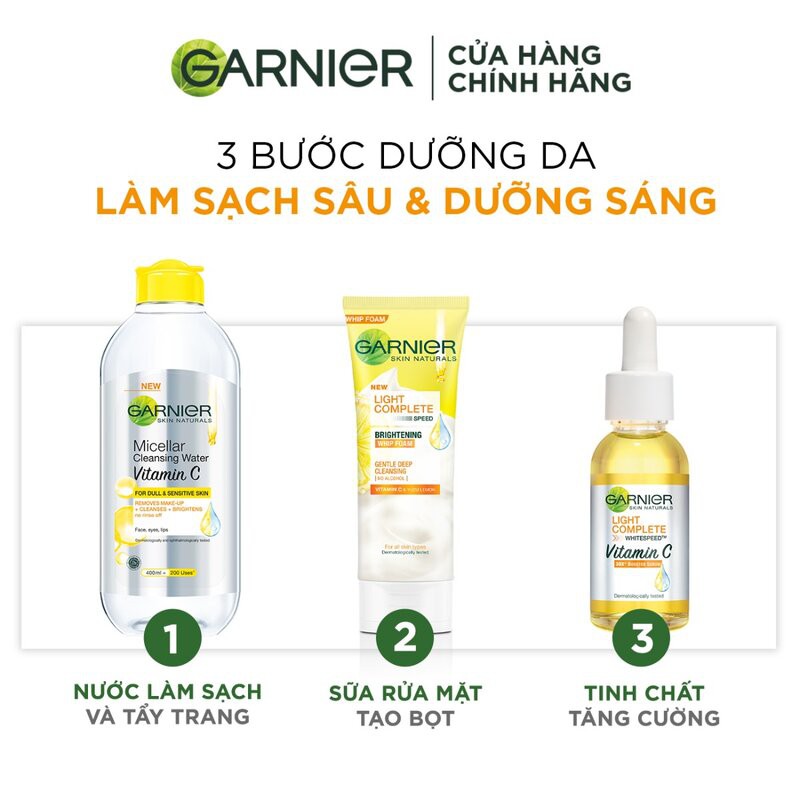 Sữa Rửa Mặt Garnier Tạo Bọt Dưỡng Sáng Làn Da Light Complete Vitamin C Whip Foam 50ml