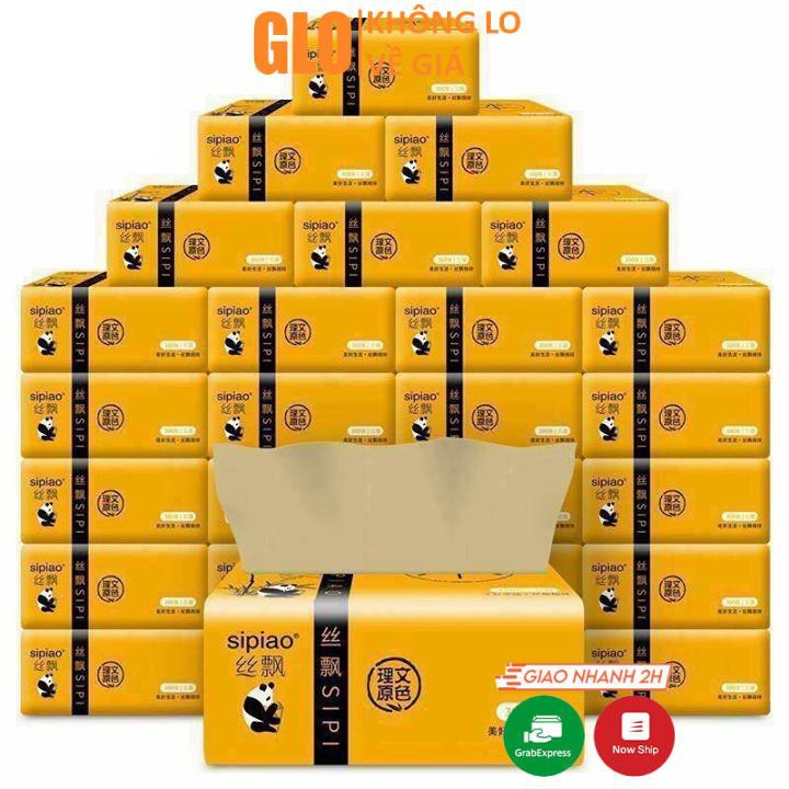 Thùng 30 Gói Giấy Ăn Gấu Trúc Sipiao Siêu Dai (300 Tờ/Gói) GloShop Phân Phối