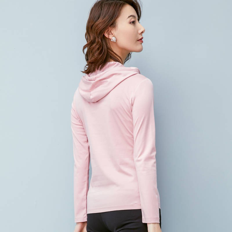 Áo Hoodie Tay Dài Màu Trơn Thời Trang Xuân Thu 2019 Mới Cho Nữ