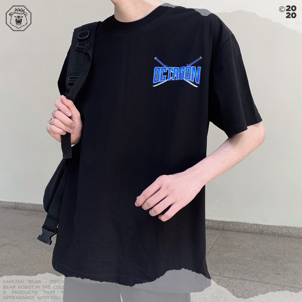 Áo Thun Phông Form Rộng OCTAGON SAMURAI BEAR Màu Đen Năng Động