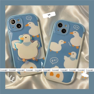 Ốp Điện Thoại Chống Sốc Có Giá Đỡ Hình Chú Vịt Màu Xanh Dương Cho iphone13pro max 12 11 xrxs x