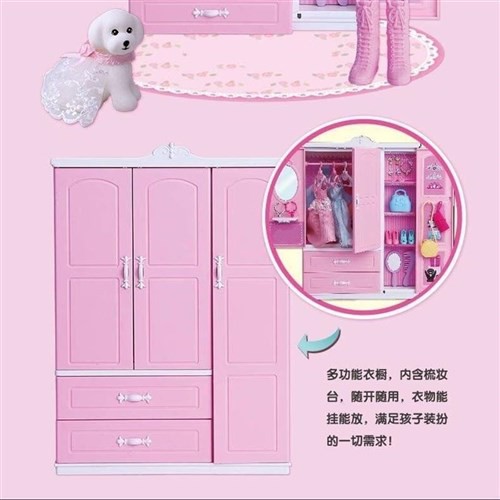 Tủ Quần Áo Búp Bê Barbie Xinh Xắn Đáng Yêu Cho Bé