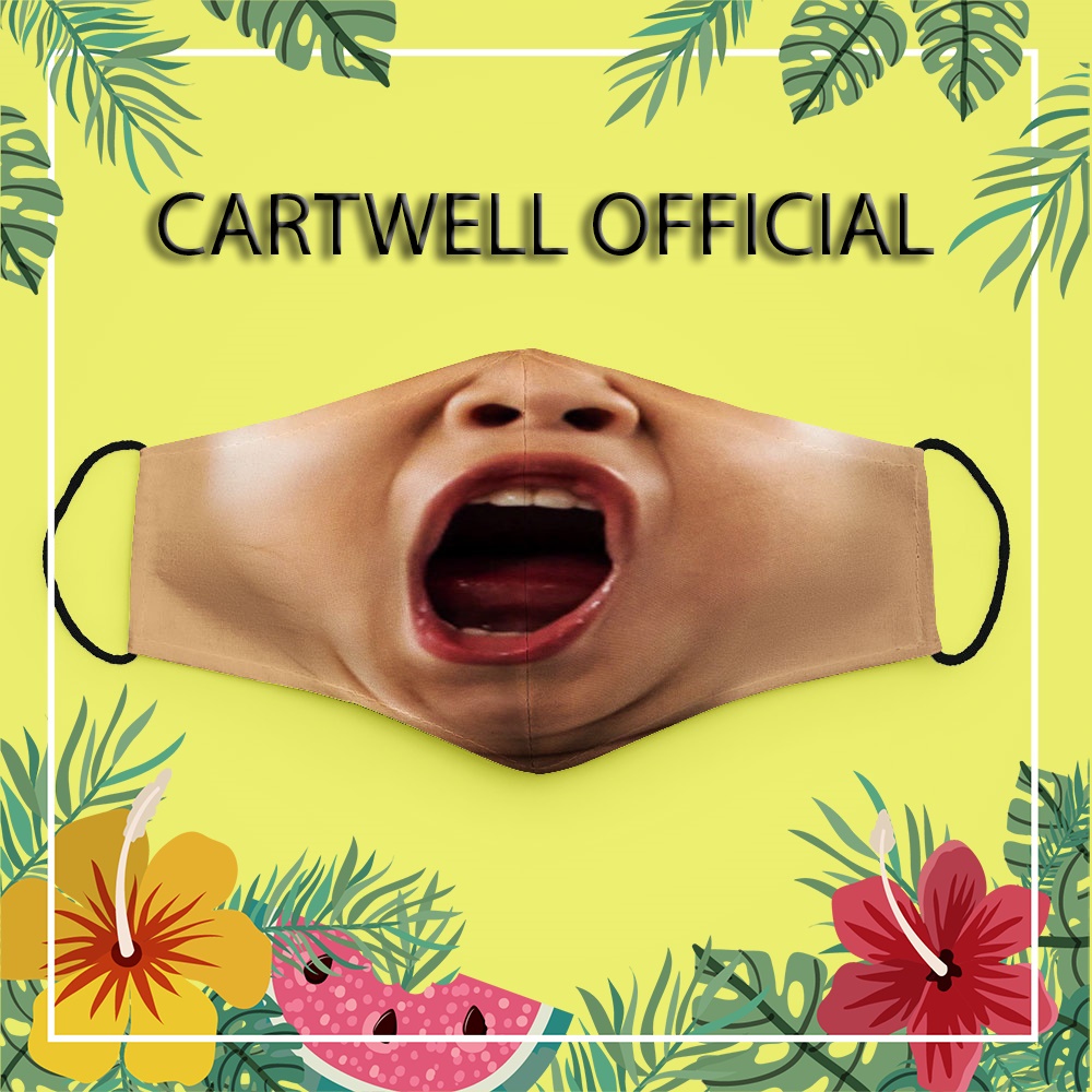 Khẩu trang mắc cười độc lạ chế hình hàm răng trẻ con 6 CARTWELL dây đeo mềm chống giọt bắn thời trang unisex ngăn bụi mị