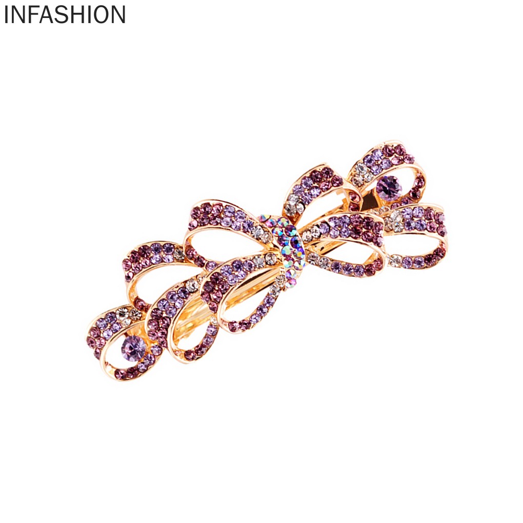 Kẹp Tóc Nơ Đính Đá Chất Liệu Hợp Kim