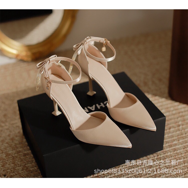 GIÀY CAO GÓT SIZE 30 31 32 ĐÍNH NƠ TIỂU THƯ NHẸ NHÀNG CAO 9CM HÀNG QCCC