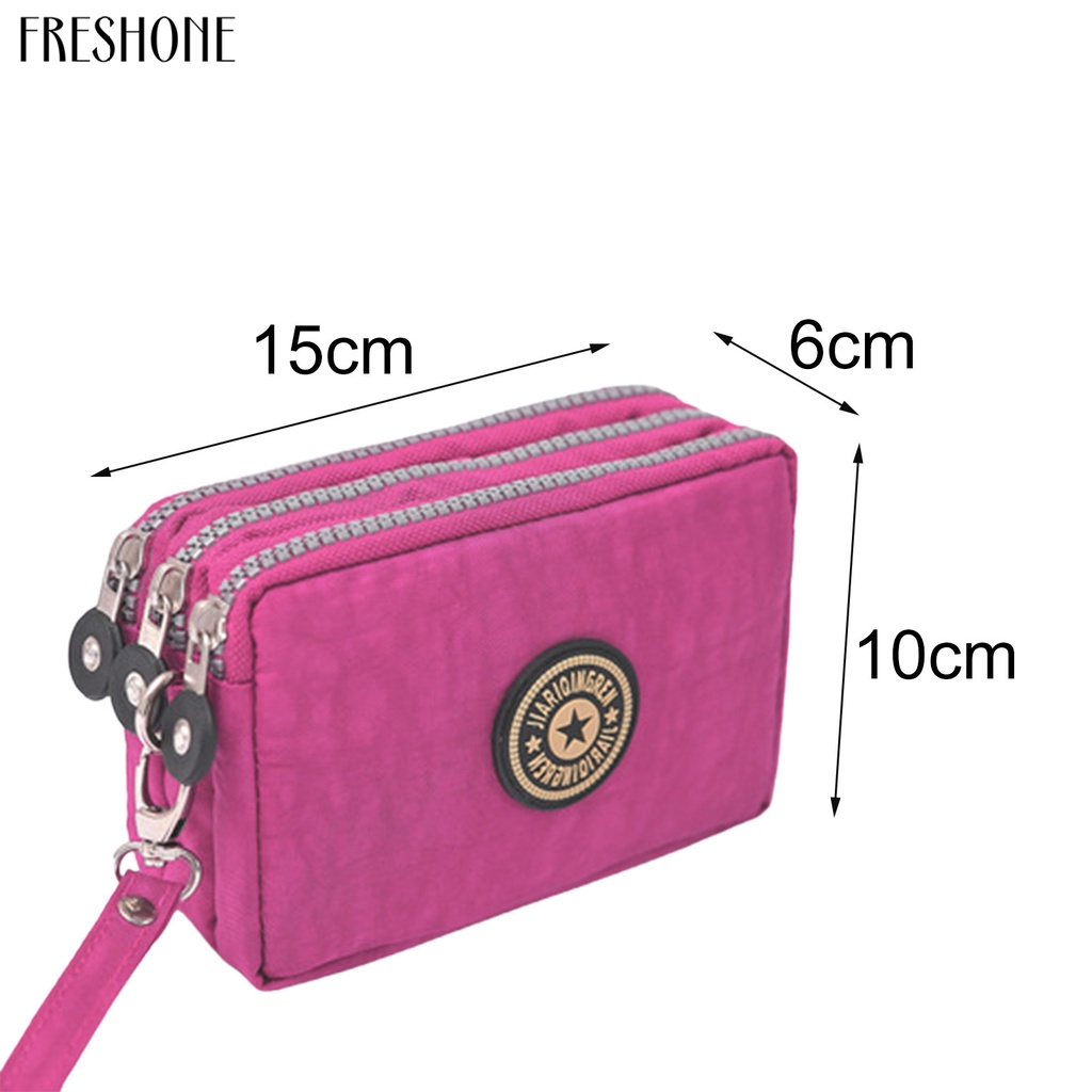 Ví Đựng Tiền Xu Ba Ngăn Có Dây Đeo Sức Chứa Lớn Bằng nylon Thời Trang Cho Nữ