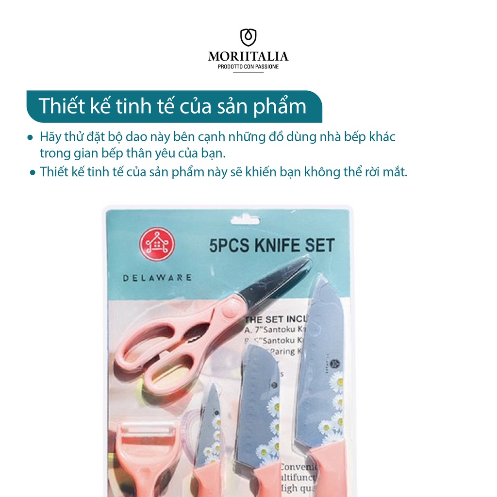 Bộ dao kéo hoa 5 món Moriitalia kháng khuẩn, dụng cụ bếp đa năng 001748