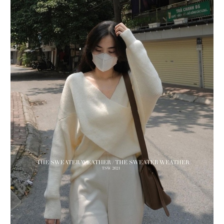Áo len vạt chéo 4 màu Hàn Quốc