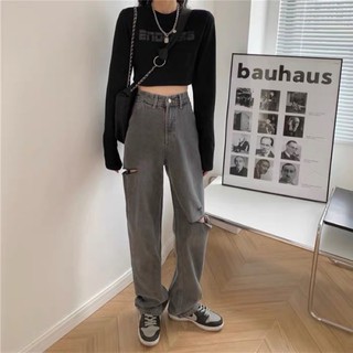 Quần jean rách nữ màu xám khói [ oder taobao ]