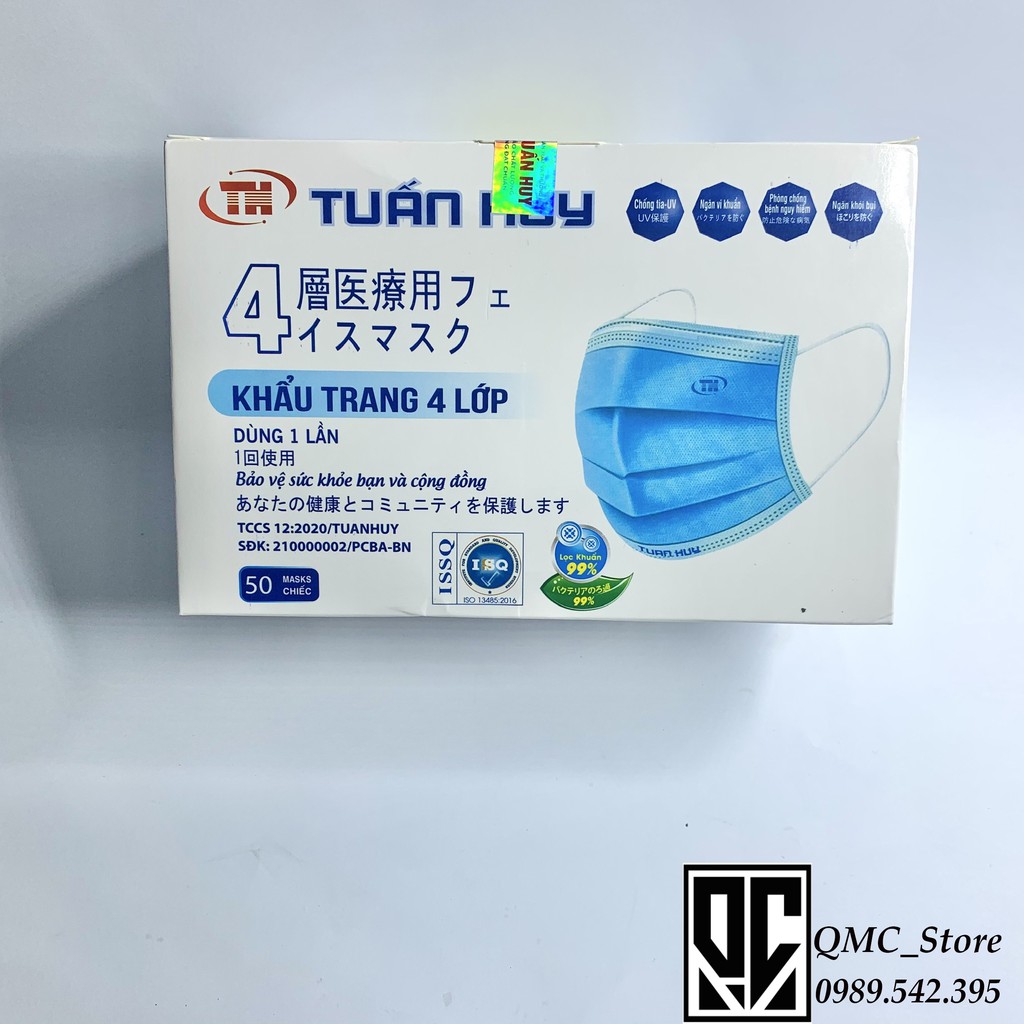 &lt;HÀNG HOT&gt; Khẩu trang y tế 4 lớp màu tím , hộp 50c #QMC