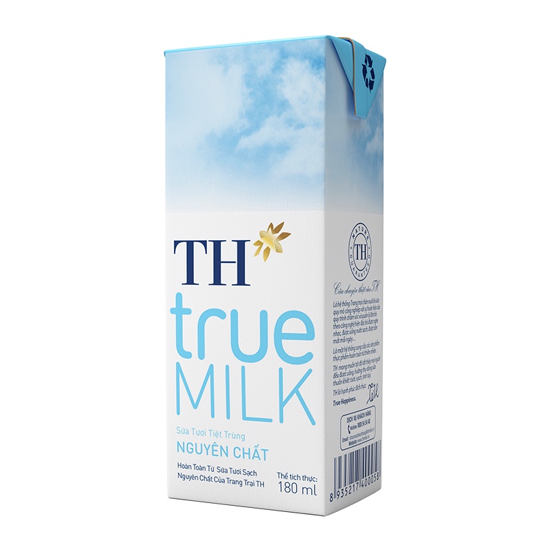 Lốc 4 hộp sữa tươi tiệt trùng TH TRUE MILK 180ml có 5 vị