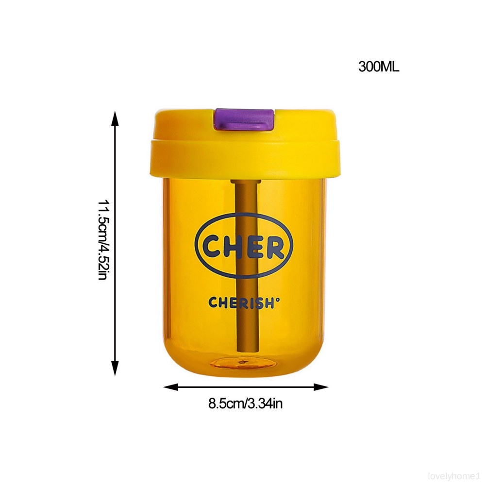 Bình Nước Nhựa 300ml Có Ống Hút Dễ Thương Cho Bé