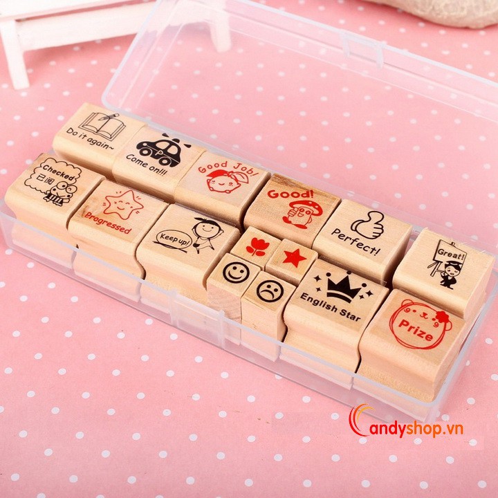 [HCM] Bộ con dấu Lời phê Dạy Tiếng Anh (English Teaching Remarks Stamp Set) - BCD8