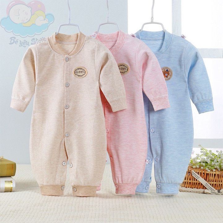 (Tuyển sỉ, ctv) Body liền thân dài tay cotton cho bé sơ sinh từ 3-12kg, hàng Quảng Châu xuất Nhật