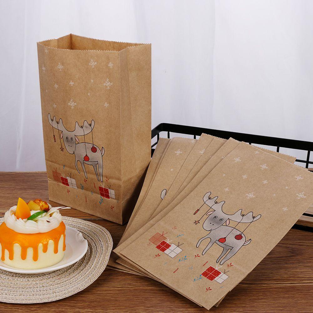Set 12 Túi Giấy Kraft Kraft Đựng Bánh Kẹo Họa Tiết Hươu Cao Cổ