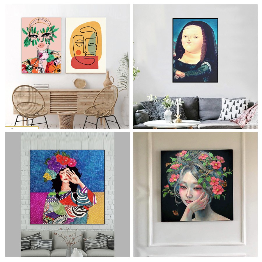 Set Tranh dán tường trang trí nhà cửa poster trang trí hình dán decor phòng trọ đẹp giá rẻ phong cách minimalism vintage