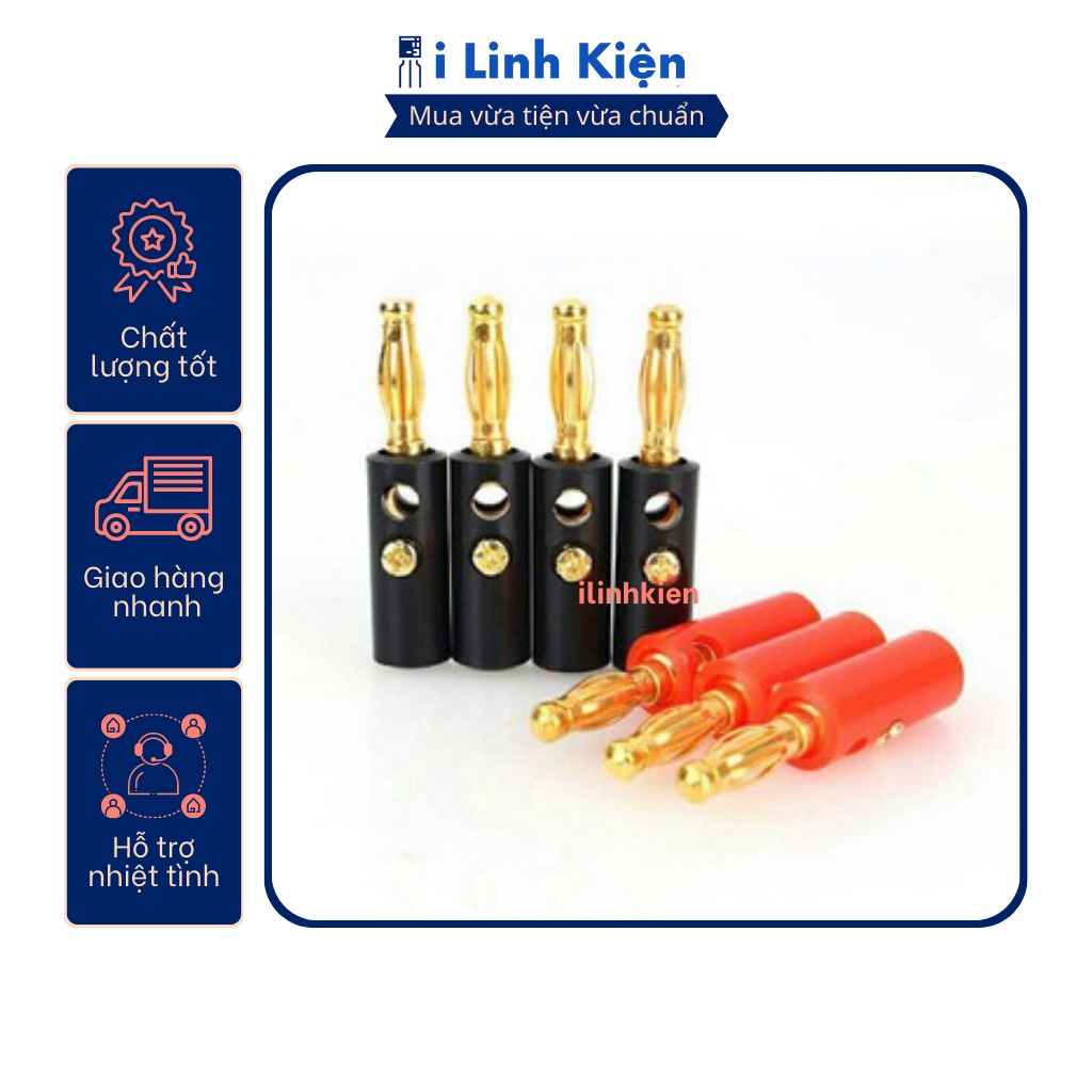 Đôi jack bắp chuối đực 4mm mạ vàng chất lượng cao