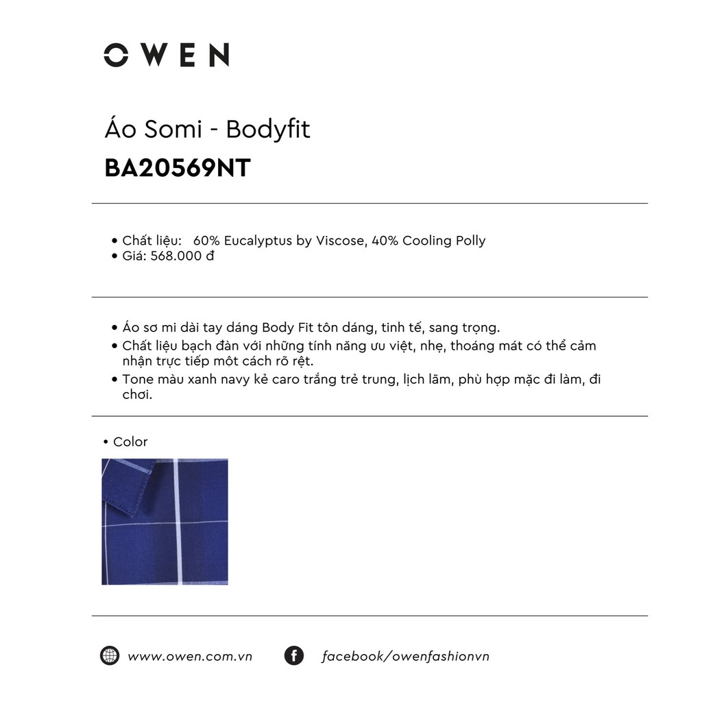 OWEN - Aó sơ mi ngắn tay Owen vải bạch đàn ca rô xanh navy 20569 | BigBuy360 - bigbuy360.vn
