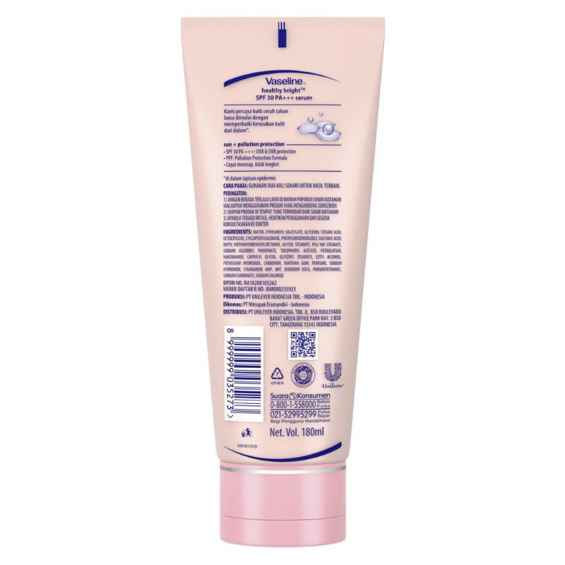 (Hàng Mới Về) Serum Vaseline Chống Nắng Spf 30 Pa + + + + Dung Tích 180ml