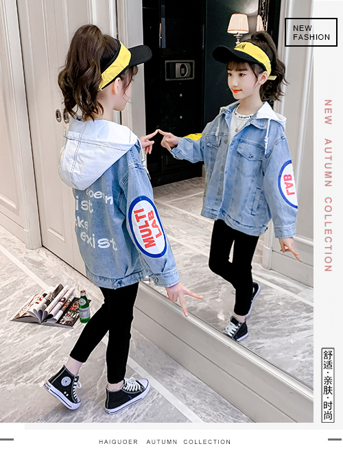 Áo Khoác Denim Có Mũ Thời Trang Mùa Xuân Cho Bé