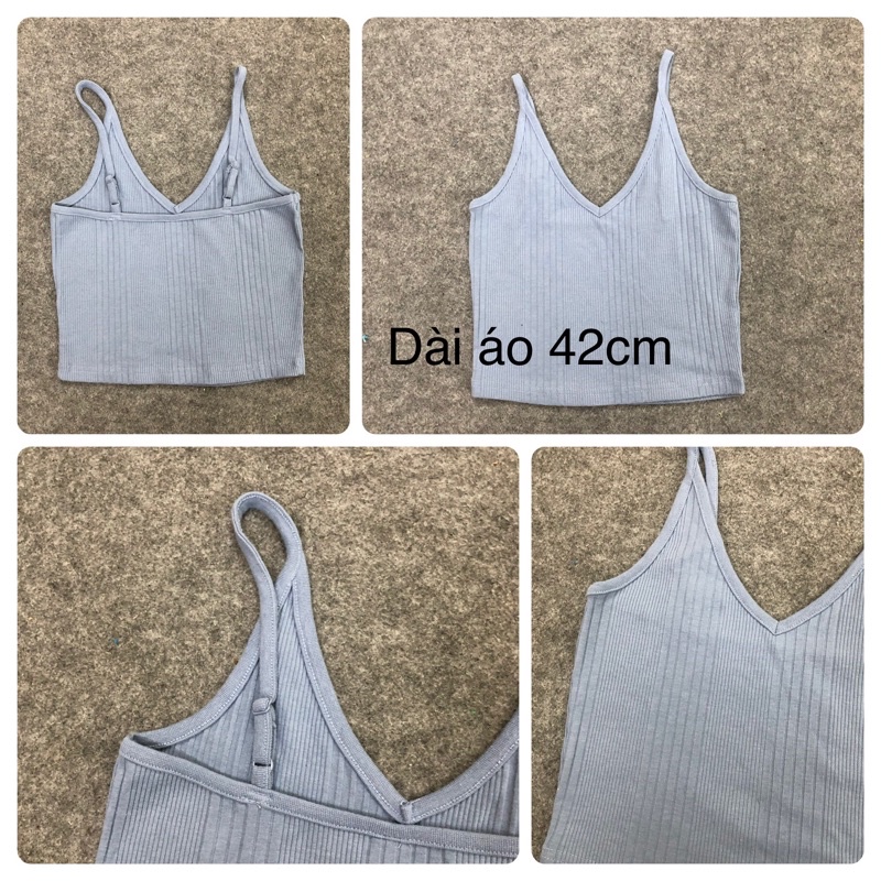 Áo hai dây croptop cotton dây áo điều chỉnh hàng xuất xịn