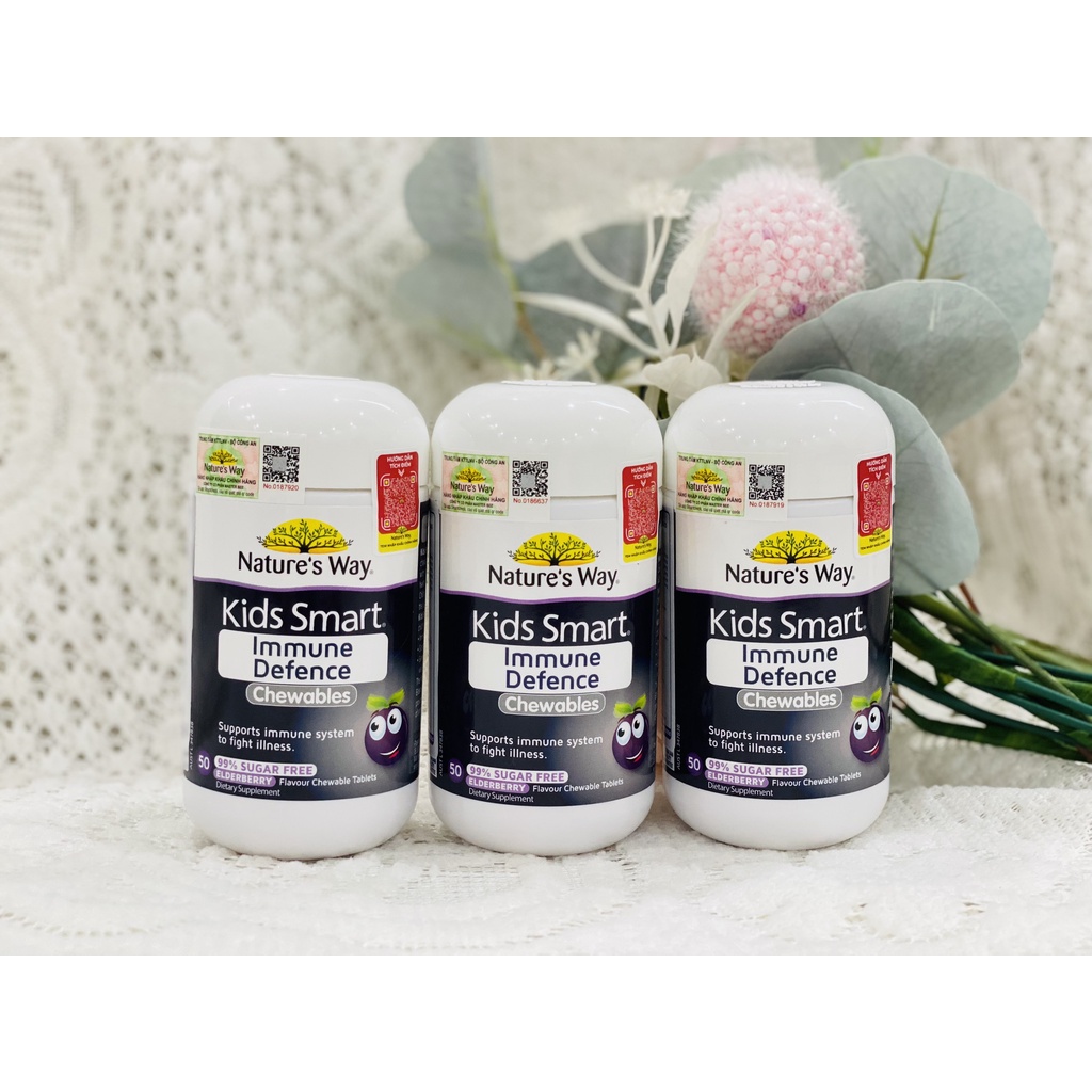 Combo 2 Viên Nhai NATURE'S WAY Kids Smart Vitamin C+ZinC+D3 Và Immune Defence Bổ Sung Vitamin Tăng Cường Miễn Dịch