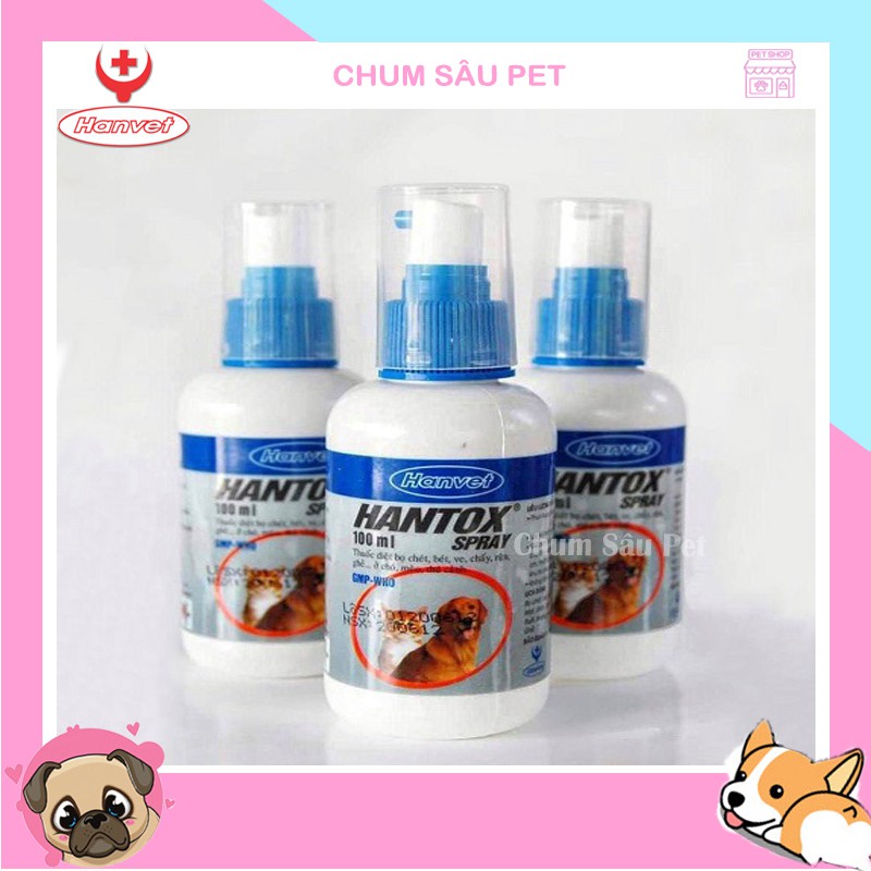 [Mã 159FMCGSALE giảm 8% đơn 500K] Xịt Diệt Bọ Chét Ve Chấy Rận Ghẻ Hantox Spray 100ml