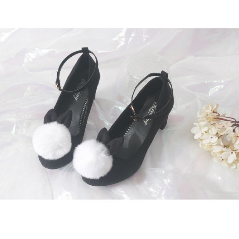 YAS0597-Giày baotou tai thỏ bông