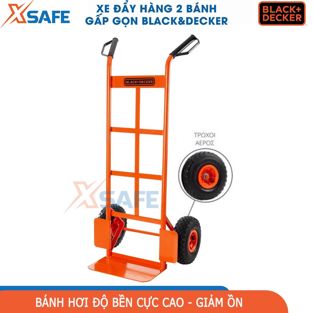 Xe đẩy hàng Black&amp;Decker BXWT-H301 Xe kéo hàng kích thước 520x1160x450mm tải trọng 120kg, hợp kim thép cao cấp - xsafe