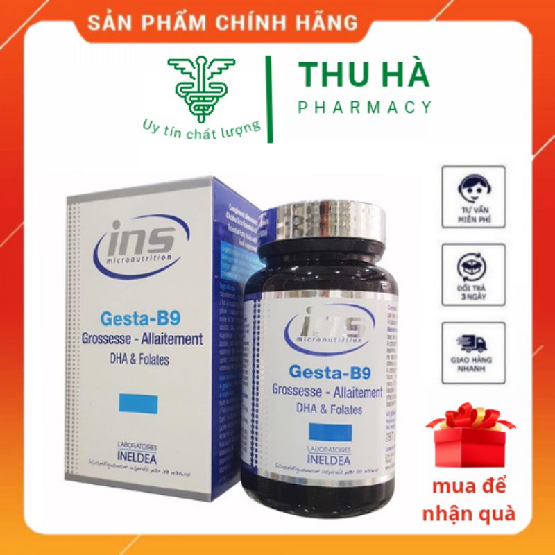 Viên uống bổ sung vitamin tổng hợp DHA omega Gesta b9 ch phụ nữ mang thai ,cho con bú hộp 60 viên