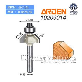 Mũi Router Arden Vát 45 Độ 6.35 mm Cốt 6.35 mm