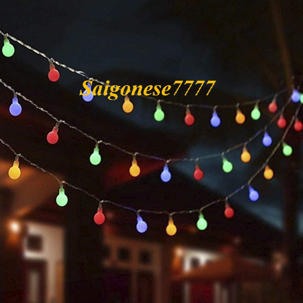 Dây Đèn Xài Điện Dài 10 Mét 52 Bóng Đèn Tròn Cherry Ball Đổi Màu Chớp Nháy Decoration String Led light