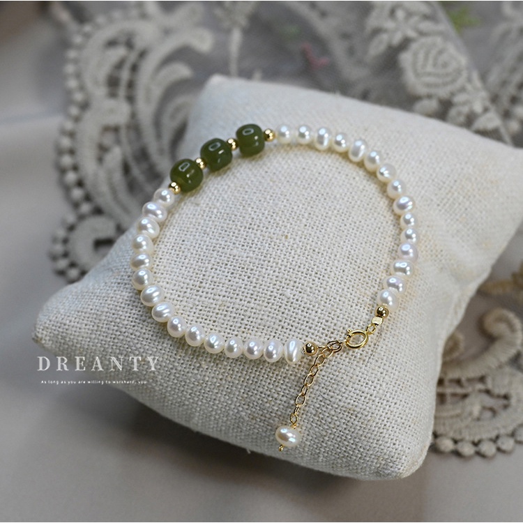 Vòng Tay Chuỗi Hạt Ngọc Trai Mạ Vàng Thật Thời Trang Pháp Cổ Điển Cho Nữ