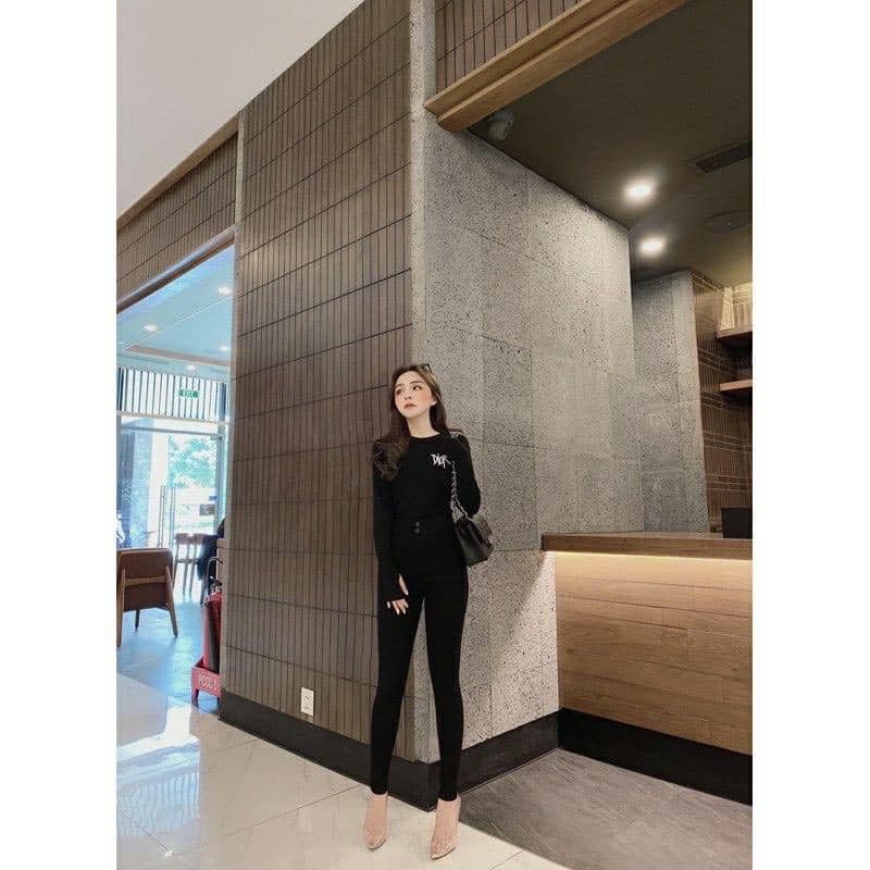 (Ảnh thật + CLIP) Quần legging H cạp cao gen bụng khoá trước