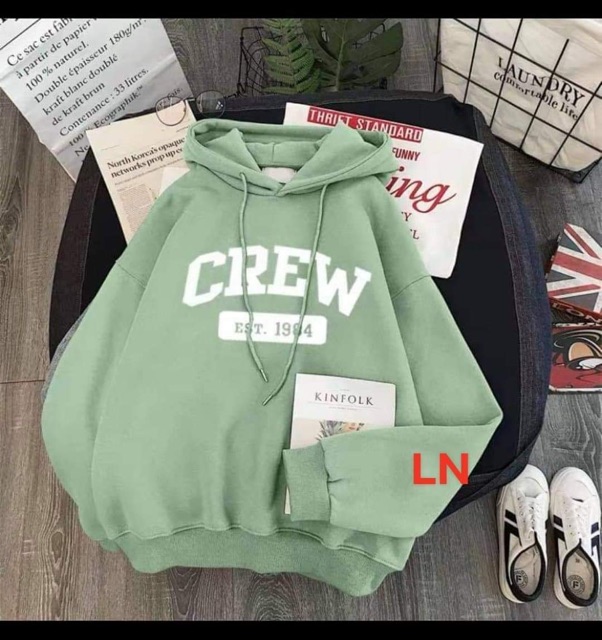Áo hoodie CREW ép nổi LN12 (HÀNG CHÁT LƯỢNG ) nỉ ngoại