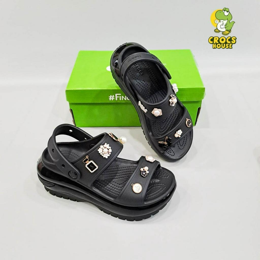 Sandal cross mega crush đế bóng tặng kèm 10 jibbitz sticker 3D xịn, xăng đan crush đế cao siêu hách dáng - Nhà Cá Sấu