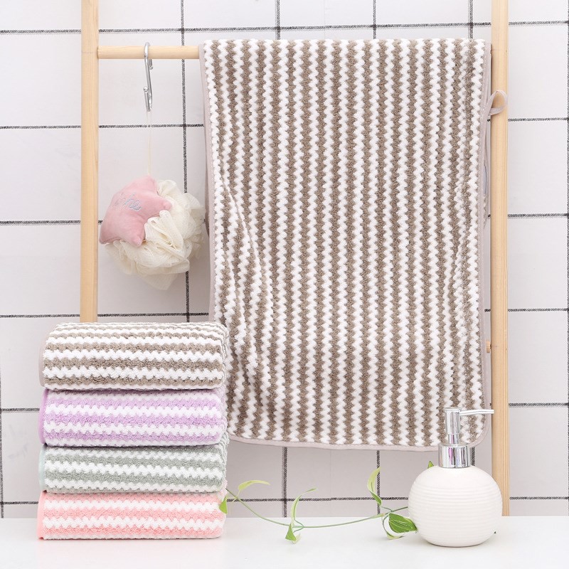 Khăn Mặt Hàn Quốc Kẻ Sọc Siêu Mềm Mại Siêu Thấm Hút 50x30cm- Khăn Mặt Lông Cừu Cotton