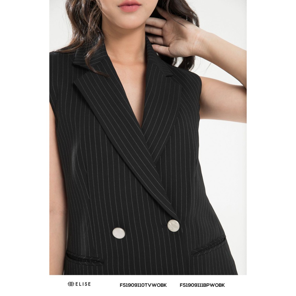 [Mã FAMALLT5 giảm 15% đơn 150k] Áo ghi lê đen kẻ cúc thiết kế Elise | BigBuy360 - bigbuy360.vn