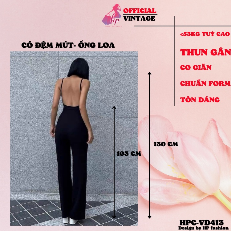 jumpsuit dài nữ ngắn áo liền quần 2 dây hở lưng màu đen sang chảnh tôn dáng VD413