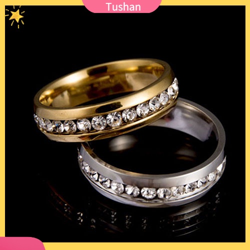 Nhẫn Titan đính đá phong cách người tush _
