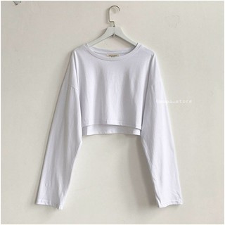 Áo Croptop Tay Dài YIN Basic Unisex (Đen/Trắng)