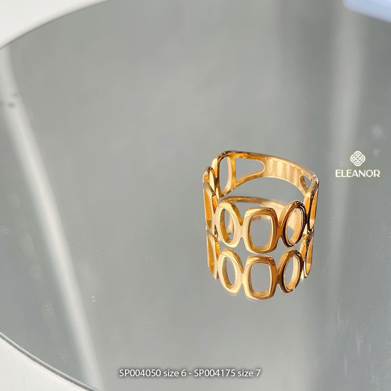 Nhẫn nữ titan Eleanor Accessories hình học bản to phụ kiện trang sức 4045