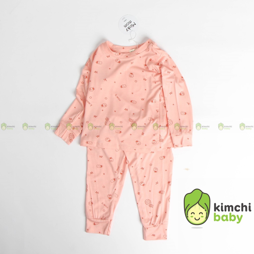 Bộ Dài Tay Cho Bé Trai, Bé Gái Minky Mom Vải Thun Lạnh Họa Tiết Trái Thơm, Bộ Quần Áo Trẻ Em Mặc Nhà MKM2141