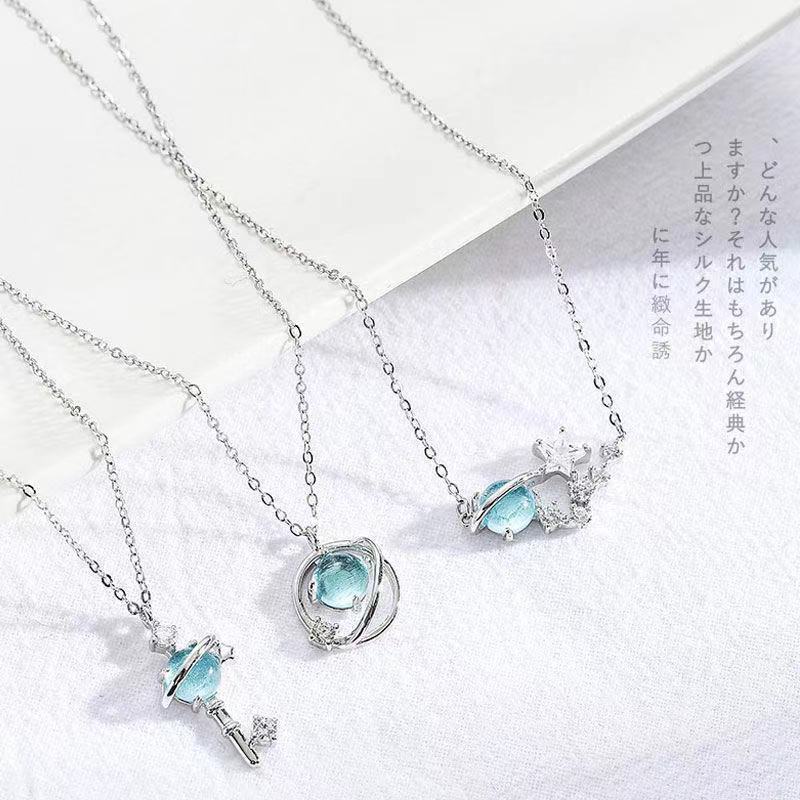 Dây chuyền bạc S925 mặt hình hành tinh phong cách Hàn Quốc cho nữ