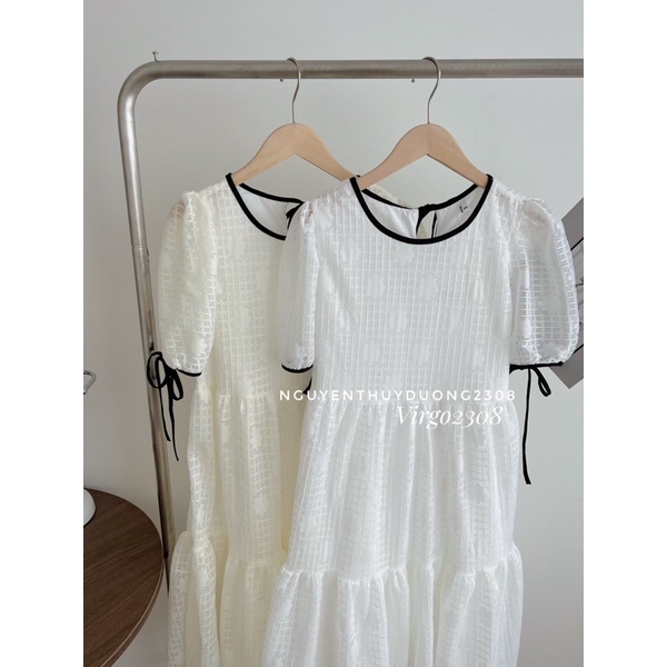 [HÀNG SẴN]VÁY- ĐẦM BABYDOLL HOA NỔI VIỀN ĐEN 2 LỚP “DARA DRESS”