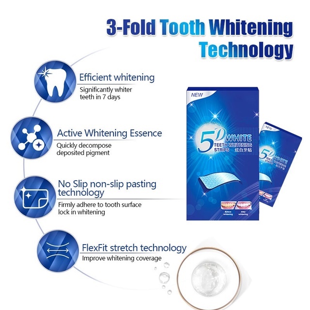 miếng dán trắng răng Tờ Miếng dán Trắng răng 5D White Teeth Whitening Stripss MagicBeauty Bộ 14 Thanh Tẩy Trắng Răng An Toàn Chăm Sóc Răng Miệng